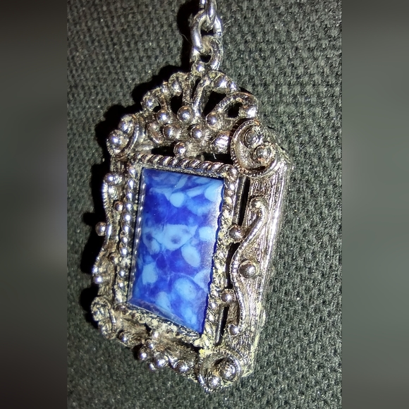 Sterling and lapis large pendant necklace - Picture 12 of 16